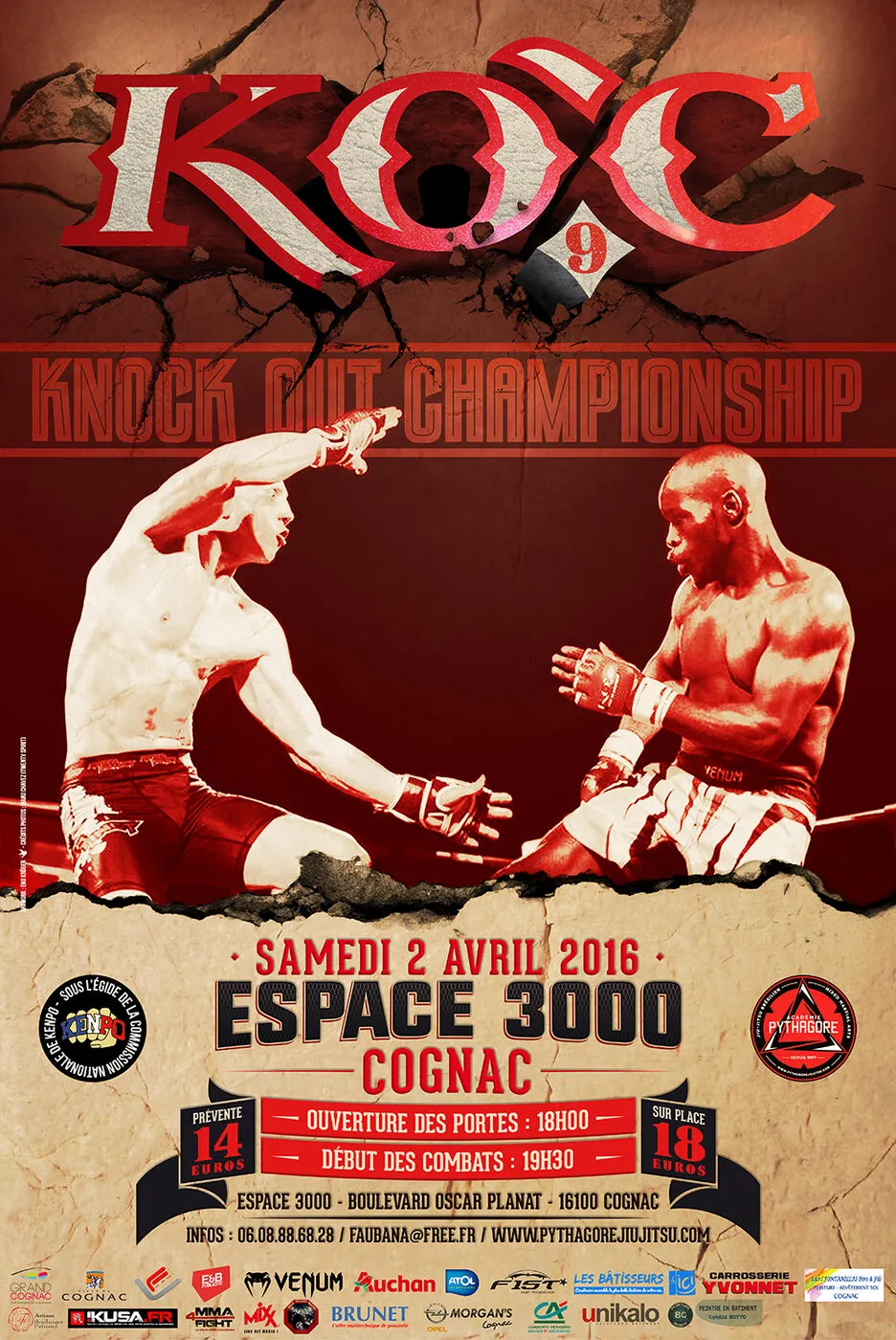 Affiche du K.O.C 9, 2 avril 2016, Cognac